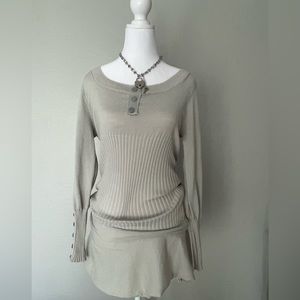 stretchy grey button dress